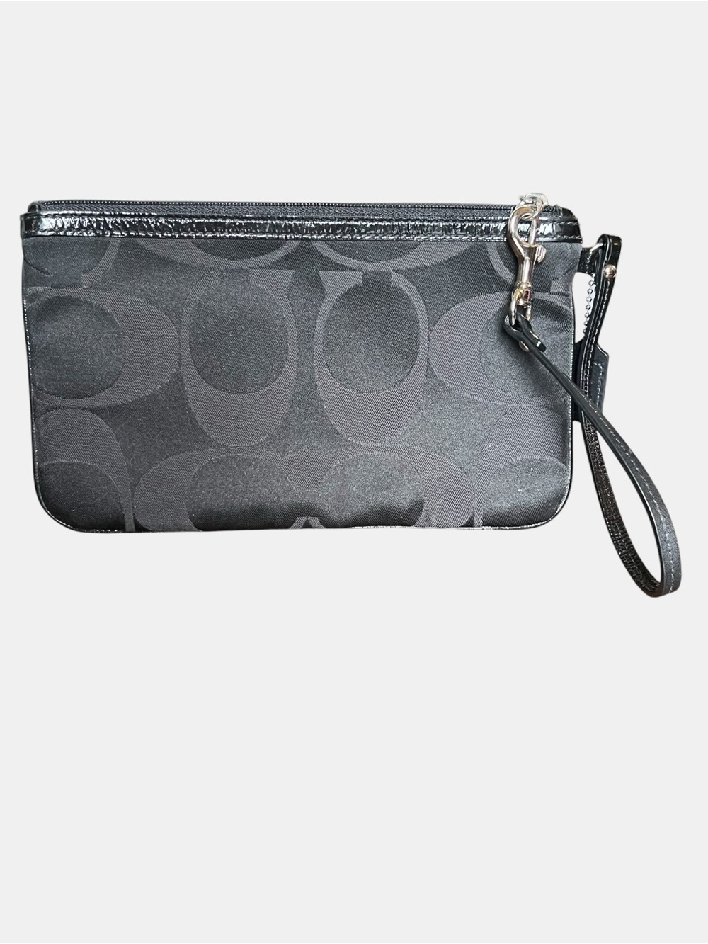 Coach Black Signature Wristlet with 3D Black and Silver Flower Appliqué Y2K - Picture 2 of 13